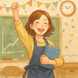 教員からペットシッターへの転職が決まって喜ぶ妻
