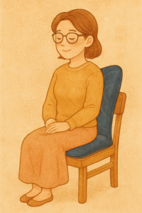 骨盤矯正椅子に座る先生