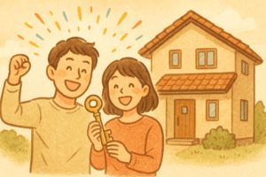 新築マイホームの完成を喜ぶ教員夫婦