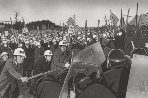 成田闘争に参加する教員組合