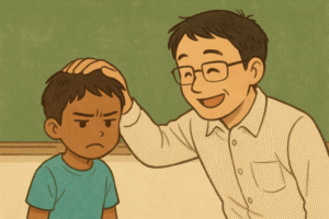 教師に頭を撫でられて不愉快に感じる外国籍の児童