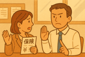 不要な保険を断る様子