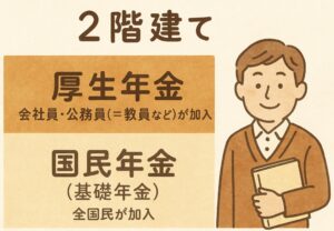 日本の公的年金制度は「2階建て」に例えられます