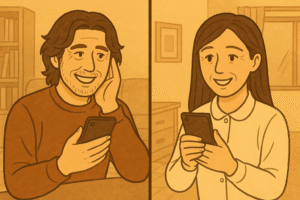 代わりにLINEのビデオ通話が二人を結びました。