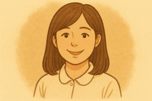 丸顔で、人を安心させる柔らかな笑顔が印象的な女性