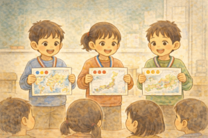 1年の終わりに地図名人として表彰