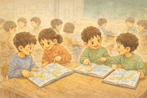 見つけた情報が教室全体に広がっていく流れ