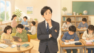 授業1時間の裏側には、準備や評価など見えない仕事があります。
