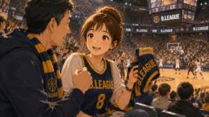 彼を何度もBリーグ観戦に連れて行き、一緒に試合を楽しめるようになった