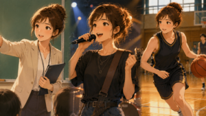 学生時代はバンドのボーカルをしており、バスケットボールも続けていたという、とても活発な女性です。