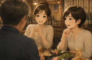 その後は20代女性教員二人のガールズトークを聞きながら食事を続けることに
