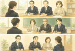 教員採用試験の面接官は、主に公立学校の校長・教頭・主幹教諭の3名で構成されます