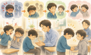 教師が目指すべきなのは、「謝らせること」ではなく、「謝りたいと思えるところまで加害者の理解を進めること」なのではないかと思います