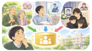年金保険料には、長生きするリスク
障害を負うリスク
家族を残して亡くなるリスクに備える保険