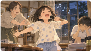 あみ子が幽霊の音をかき消すために、周囲から止められても歌い続ける場面